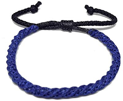 Origin Siam Handmade Thai Buddhist Wristband | Unisex Tight Weave Slim Bracelet | Karma Luck Love Friendship | Yoga Meditation Gift (Royal Blue (Sliding Knot))