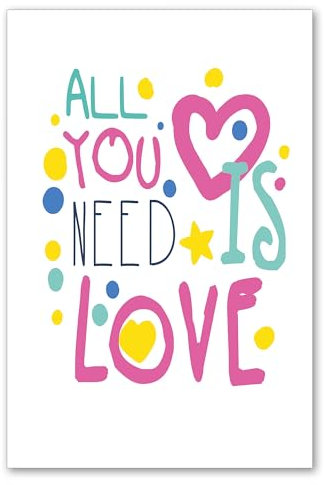 Postereck - 2744 - Retro Plakt, All You Need Is Love Spruch Liebe - Spruch Schrift Wandposter Fotoposter Bilder Wandbild Wandbilder - Poster - DIN A4-21,0 cm x 29,7 cm
