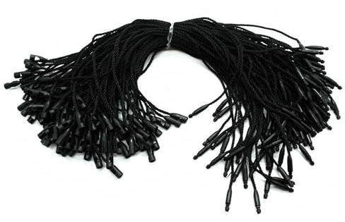 Trimming Shop Coton Hang Étiquette avec Verrou Étiquettes Corde Naturel Cordon Balle Fermoir pour Sécurisé Prix Étiquettes Mode Habillements Vêtements,20cm,100pcs - Noir, 20cm
