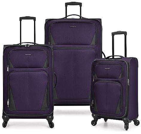 U.S. Traveler Aviron Bay Valise Extensible Souple avec roulettes pivotantes, Violet, Carry-on 22-inch