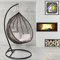 GOODS EMPORIUM Premium Hanging Egg Chair Outdoor Garden Swing Chair Hammock Chair with Cushions - RAIN COVER INCLUDED (Large, Black - Brown - Grey)