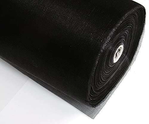 Fliegengitter Mückennetz Insektenschutz Fiberglas schwarz 1m x 100m Rolle – UV-beständig, reißfest & feinmaschig 1mm – Pollenschutznetz, Fliegennetz für Fenster Türen Balkon Garten