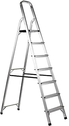 7 Step Ladder, Dripex Heavy Duty Aluminum, Portable Folding Stool, With Anti-Slip Steps & Non-Slip Feet, Strong Sturdy Steel Safety EN 131 Household Stepladders for Home Kitchen Garage (7-step)