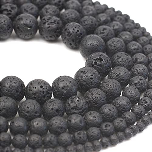 6mm 8mm 10mm 12mm Runde Mischfarbe Lava Vulkanstein Lose Perlen Achate Perlen für Schmuckherstellung 1 Strang 15-Schwarze Lava, 8mm (ca. 46 Stück)