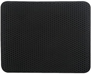NIQIU Katzentoilette Honeycomb Doppellagige wasserdichte urindichte Auffangmatte Katzentoilette Matte Leicht zu reinigende Streukontrolle Katzentoiletten-Schwarz,76x60 cm