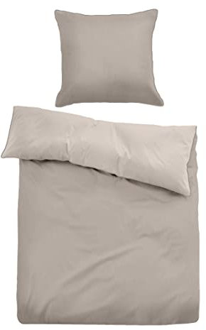 TOM TAILOR 0069940 Bettwäsche Garnitur mit Kopfkissenbezug Baumwoll Satin - FINE STRIPES 1x 135x200 cm + 1x 80x80 cm, sand