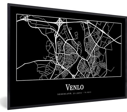 MuchoWow Poster Bilder Wanddeko Deko Wohnzimmer 30x20 cm Venlo - Stadtplan - Karte