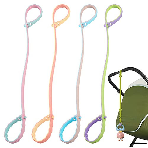4 Pcs Silicone Toy Clips, Adjustable Baby Pacifier Toy Feeding Bottle Safety Straps for Stroller, High Chair, Cribs