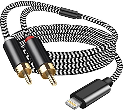 WLTASUY [Certificato Apple MFi] Cavo Lightning a RCA da 3,4 m, adattatore audio, 2 connettori, splitter Y, cavo audio, compatibile con iPad, iPhone 13 Pro per amplificatori, auto, home theater