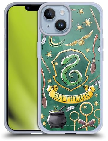 Head Case Designs Licenciado Oficialmente Harry Potter Patrón Slytherin Reliquias de la Muerte XIII Caso Funda de Gel Suave Compatible con Apple iPhone 14