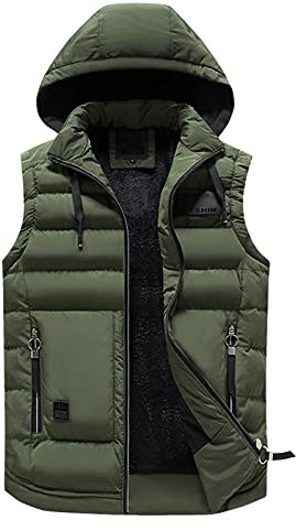MILAX Fleece Lined Bodywarmer Gilet Vest for Mens & Womens Sleeveless Softshell Jacket for Leisure Quilted Body Warmer Windproof Jacket w/ Pockets Outdoor Work Gilets w/ Pockets, 0a-army Green, 3XL