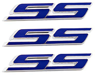 3 Stück 3D Metall SS Aufkleber Autokopf Emblem Abzeichen Chrom Aufkleber für Die meisten Automodelle (blau)