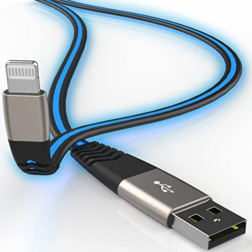 Gantok [Apple MFi Certified iPhone Charger, Led Breathing Light Lightning Cable Fast Charging Cord Compatible iPhone 14 Pro Max13/12/11 Pro Max/Mini/XS MAX/XR/XS/X/8/7/Plus iPad AirPods 6ft,Blue