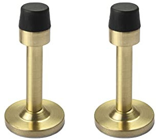 2PCS Stainless Steel Door Stops, Sound Dampening Wall Mounted Door Stopper with Rubber Buffer Bumper for Home and Office (Gold)