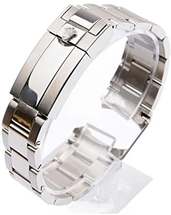 REFKIT Uhrenarmband für Rolex SUBMARINER und DAYTONA, Edelstahl Arc Edge, Herrenuhrenarmband, 20mm mit Logo, Silber