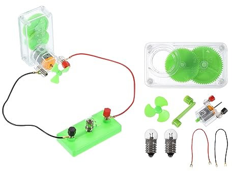 PATIKIL DIY Generator Motors Set, 2 Pcs Mini Hand Generator Motor Assemble Kit with Bulb Holder Hand Cranked Power Generator Science for LED Light Windmill