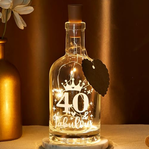 BBTO LED Flaschenlicht 40. Geburtstag Beleuchtet licht mit Spruch Geschenkideen Geschenke Frau Freundin Flasche Geldgeschenke