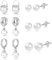 ASH'S CHOICE Ohrringe Perlen Set, 6 Paar Silber 925 Ohrstecker Perlen Set Creolen mit Perlen Anhänger, Silber 925 Ohrringe Hängende Kleine Creolen Süßwasserperlen Ohrstecker Kleine Damen