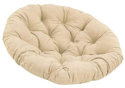 perfk Round 50cm Padded Seat Cushion Egg Shape Chair Pad (Only Cushion) Breathable Hanging Basket Chair Cushion for Living Room, Khaki