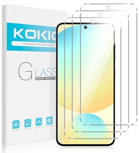 Kokio Verre Trempé pour Samsung Galaxy S24 FE 5G, Lot de 3 Vitre Film Protection écran Compatible avec Samsung S24 FE, Dureté 9H Vitre, Ultra Clair, Anti-Rayures, Facile à Installer