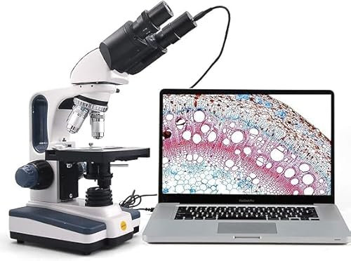 SWIFT SW350B Microscope binoculaire de laboratoire de qualité de recherche Avec tête d'émission et Table mécanique Avec appareil Photo 1,3 mégapixels et logiciel Compatible Windows/Mac…