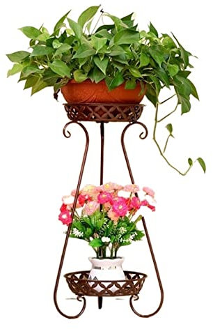 MOOWI Porta Piante scaffale Portafiori in ferro Portafiori multistrato for interni a doppio strato, vaso da fiori multifunzionale dal pavimento al soffitto Flowerpot Scaffale