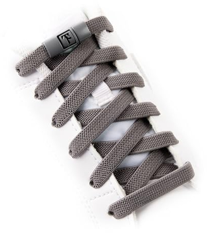 TEEZY No Tie Shoe Laces for Trainers | Premium Elastic Weave & Chrome Buckle | Adult/Kids Tieless Elastic Shoelaces | ORIGINAL (Dark Grey)
