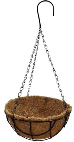 komsoup Cestas Colgantes para Plantas, Cesta para Plantas De Jardín, Maceta Colgante con Revestimiento De Fibra De Coco Natural, Maceta Colgante De Metal para Interiores Y Exteriores