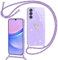 Yichxu Handyband für Samsung Galaxy A15 Hülle mit Band, Glitzer Herz Silikon Handyhülle Kordel zum Umhängen, Schutzhülle mit Kette TPU Stoßfest Necklace Handy Hülle für Samsung A15 4G/5G, Lila