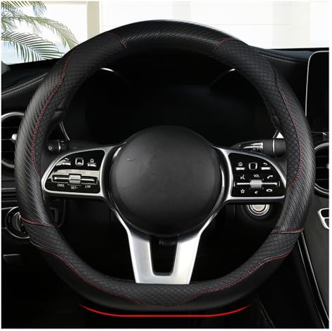 SERTGFRE Lenkradbezug Auto, für VW Multivan T5 2007-2015 Lenkradhülle Lenkrad Abdeckung aus Mikrofaser Leder Mit Kohlefasermuster Standardgröße 37-38cm,D-Black