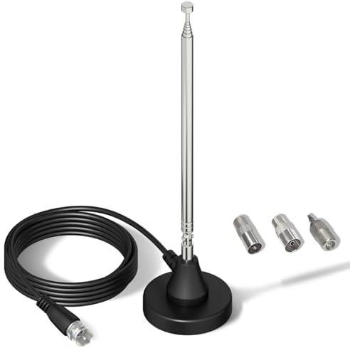 Maswell Antenne Radio Dab FM Maison Télescopique Antenne Numérique 79CM Intérieure avec Base Magnétique Câble d'extension de 3 mètres pour Récepteur Stéréo Dab+ Dab FM AV Audio Vidéo Ricevitore Cinéma