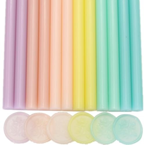 Translucent Sealing Wax Sticks, ONWINPOR 12 Pcs Glue Gun Wax Seal Sticks for Wax Seal Stamp, 6 Colors Transparent Wax Seal Sticks Set for 0.43'' Glue Gun Wax Sealing Sticks (TransparentJelly)