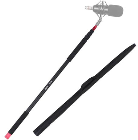 Andoer Handheld Microphone Boom Arm for 3/8in Screw&Thread Mic, 4-Section Extendable Aluminum Alloy Mic Boom Pole with Foam Grip Twist Locks, Adjustable Length 107-350cm/42-138in