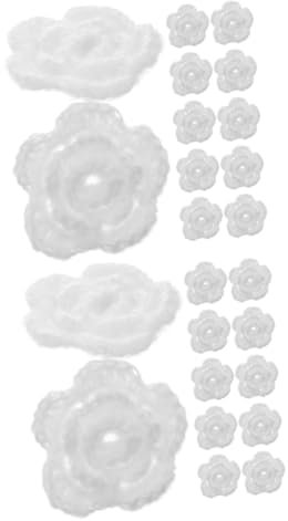 EXCEART 24 STK Blumenkostümdekoration Blumen Zum Basteln Blumenverzierung Aus Stoff DIY Gehäkelte Blumendekoration Bastelzubehör Selber Machen Haarschmuck Häkeln Häkelornament Acryl Weiß