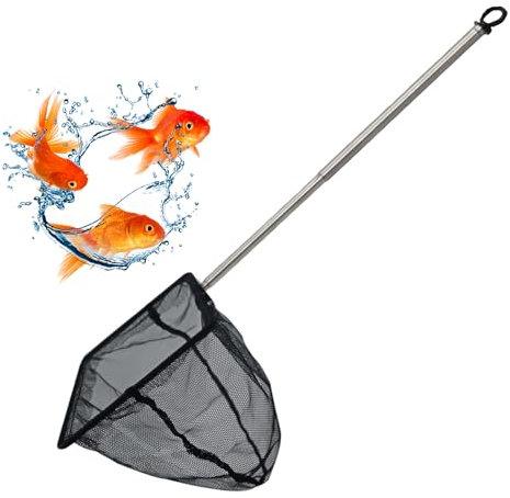 Dokeno Rete da Pesca per Acquario Rete da Pesca Telescopica con 21-40cm Manico in Acciaio Inox Retino Guadino Retrattile da Pesca per Acquari Laghetti e Piscine, 7x 7cm