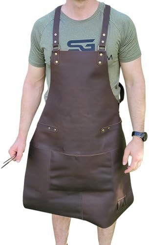 Kroningen Grillschürze aus echtem Leder als Geschenk zu Weihnachten, Lederschürze zum Grillen als Geschenkidee für Männer