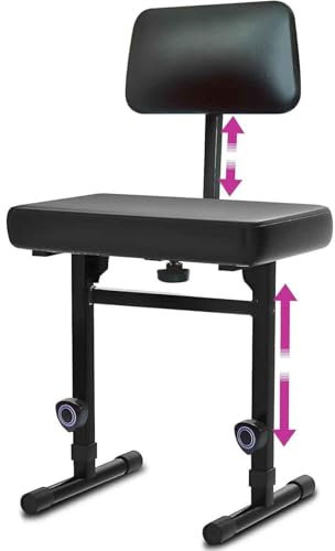 FCCTAOYDV Black Mechanical Adjustment Bracket Lifting Piano Bench Adjustable Stool Music Piano Keyboard Stool Chair with Backrest Strap