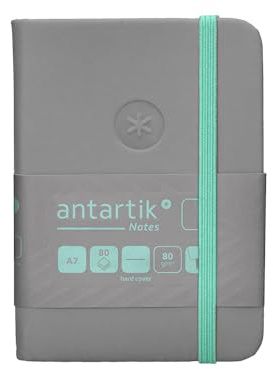 Antartik Notizbuch mit Gummiband, Hardcover, A7, glatt, grau und türkis, 80 Blatt, 80 g, FSC.