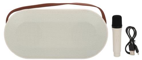 flexman Portable Bluetooth Speaker with Microphone Set, Cute Karaoke Machine with Ambient Light Effects for Kids Adults, Handheld Karaoke Mics Speaker Machine for Party (White 1 Mic)