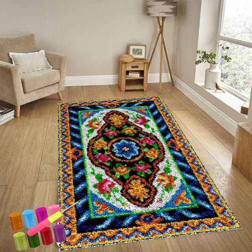 Knüpfteppich Zum Selber Knüpfen-Sets Groß Latch Hook Rug, Handarbeit Selbst Knüpfen Set, Vorgedrucktes Muster Leinwand Teppich Stickerei Handwerk Für Erwachsene Handarbeiten Diy Teppich 38 x 52 cm