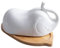 DECHOUS Butter Dish with Cover Lid Ceramic Elephant Butter Dish Storage Dish Bamboo Plate Keep Butter Freshness for Kitchen Home, 20x12.3x10 cm