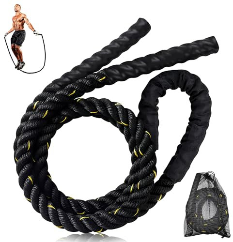 Bomvabe Boxing Skipping Rope for Adults Fitness, Weighted Jump Rope 9.8 ft for Men Women, Heavy Skipping Rope Workout for Muscles Building (2.2 lb)