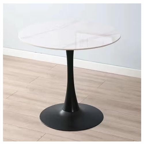 Moderner Bistrotisch aus Marmor, 70 cm, runder Esstisch mit Metallsockel, stilvolle Möbel für Küche, Esszimmer und Wohnzimmer, 4 Sitzplätze