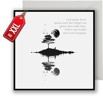 WBdesignz Einfühlsame Trauerkarte Einsame Insel mit Spruch aufrichtige Kondolenzkarte besinnliche Beileidskarte Gedenkkarte Beileid Trauerfeier Beerdigung Anteilnahme (XXL 22cm x 22cm)