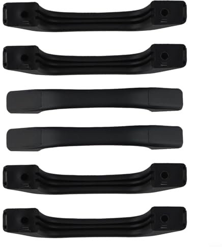 Besttoolifes Türgriff, 175 mm, schwarzer Kunststoff, Ersatzteil mit Lochabdeckung für Anhänger, Wohnmobil, Auto, Wohnwagen, Wohnmobil, glänzend (6 Stück)