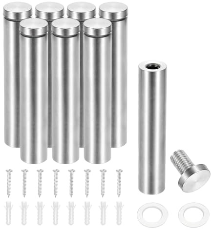 PATIKIL Vis De Fixation 19x100mm, 8 Pack Acier Inoxydable Support Mural Pour Montage Signalétique, Clou Publicitaire Pour Cadre Acrylique, Argenté