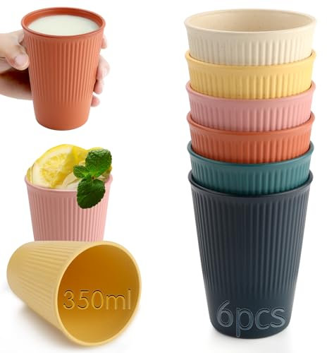 Mbsomnus 6er Mehrwegbecher 350 ML Plastikbecher Mehrweg aus Gesundes PP Becher Plastik BPA Frei Kunststoffbecher 6 Dunklere Farben Kaffeebecher Plastik Becher Kunststoff Mikrowellen Spülmaschinenfest