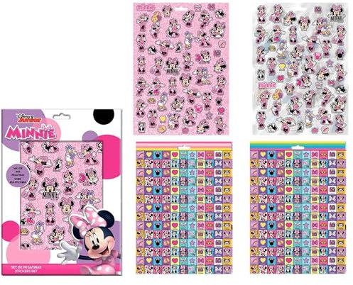 CERDÁ LIFE'S LITTLE MOMENTS Minnie-Aufkleber-Set – Set für Kinder mit dekorativen Minnie-Maus-Aufklebern für Mädchen, ideal zum Personalisieren von Schulbedarf, Spielzeug, Notizbüchern und Geschenken
