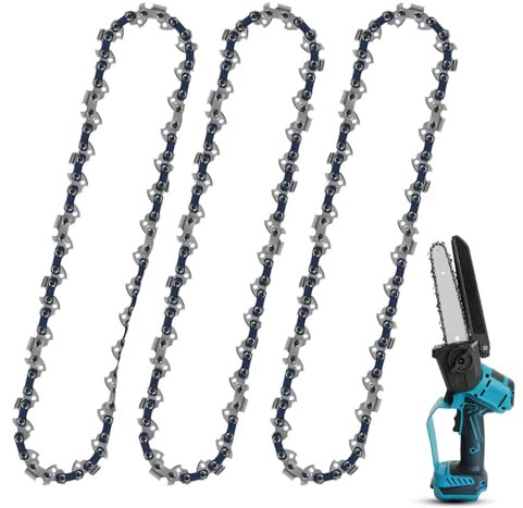 3Pcs 8 Inch Chainsaw Chain Replacement, 45 Drive Links Chain Saw Chains for Mini Saws, Durable Chain Saw Blade Set for Tree Trimming and Wood Cutting, Universal Fit Chainsaw Blade Replacements