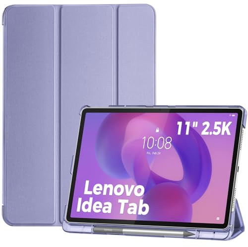 ProCase Funda para Lenovo Idea Tab 11 2025 TB-336ZU/TB-336FU, Funda Folio con Soporte para Lápiz, Carcasa Protectora Delgada con Soporte Trifold y Cubierta Trasera Translúcida - Púrpura Claro